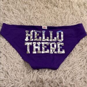 NWT VTG Victoria’s Secret PINK 'Hello There' Purple Bikini Panties Small